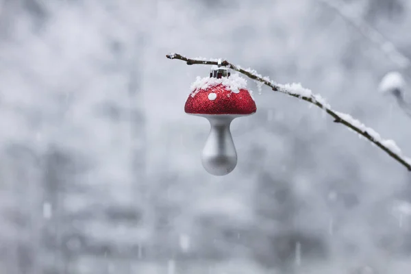 Kerstboom Magische Paddestoel Decoratie — Stockfoto