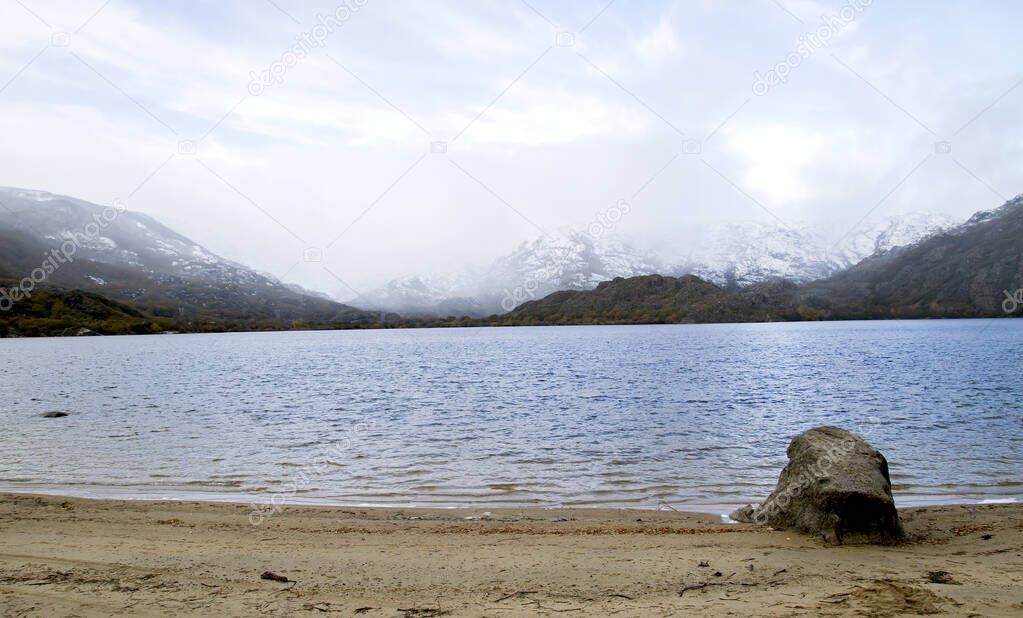 fabulous landscape view on Sanabria lake in Zamora, Spain