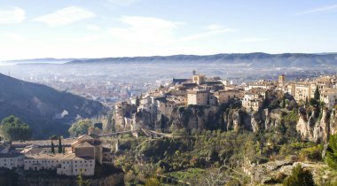 Cuenca medieval in Spain, old townpanoramic view clipart