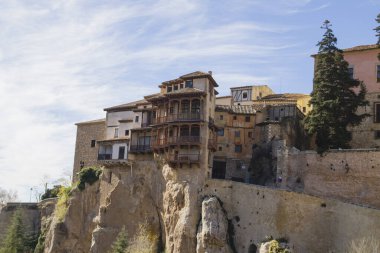 Casas Colgadas, medieval hanging houses on a cliff edge in Cuenc clipart