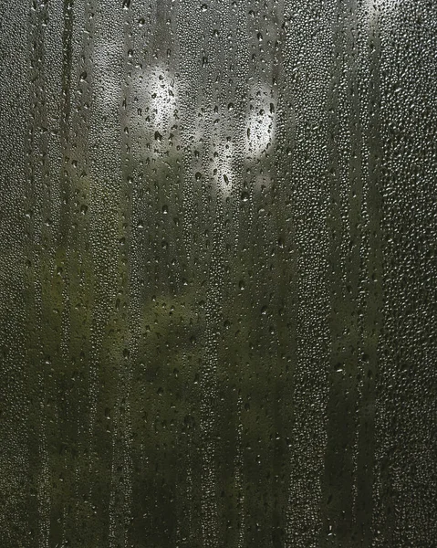 Condensation Droplets Window Glass Green Nature — Stock Photo, Image