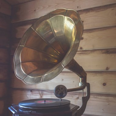 eski gramofon yakın plan görünümü