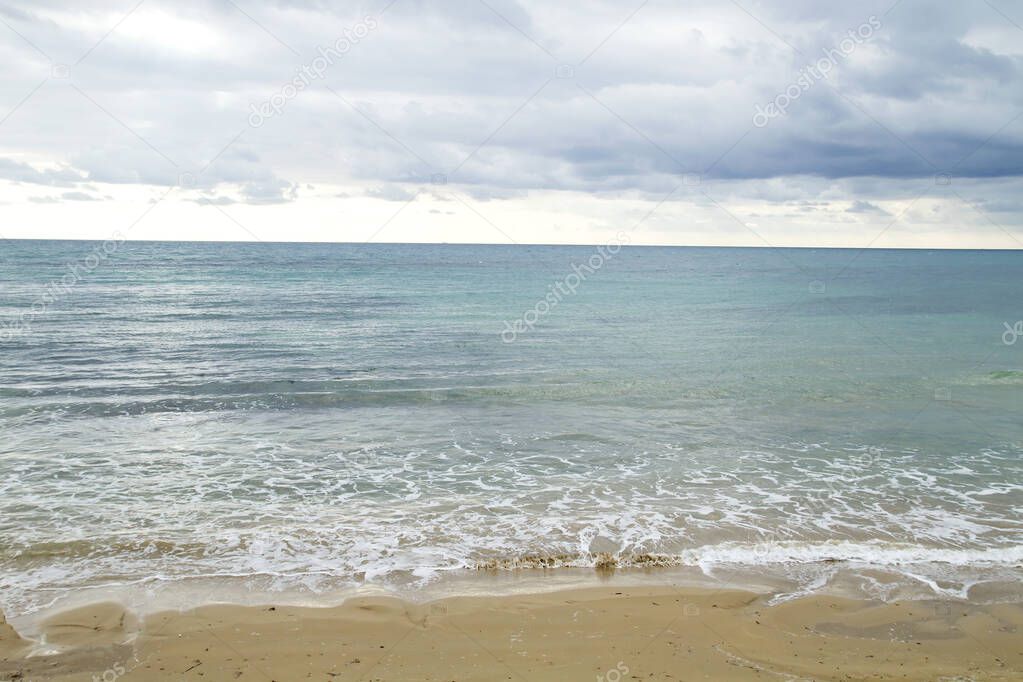 Blue turquoise colored water in the mediterranean sea 