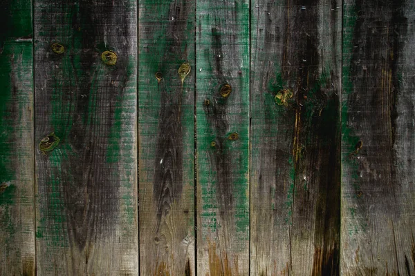 Old Wooden Planks Wall Remains Green Painting Background — Stock Photo, Image