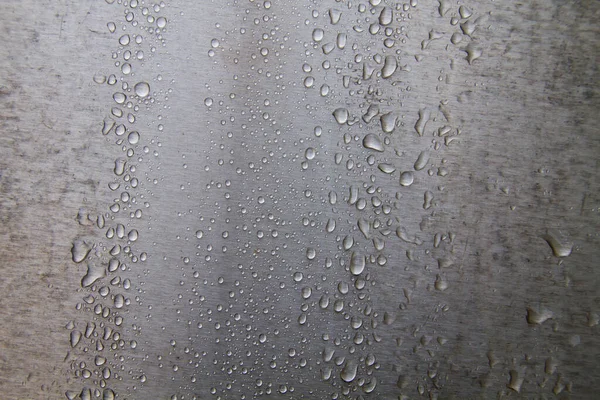Çelik Duvardaki Yağmur Damlaları Detayı — Stok fotoğraf