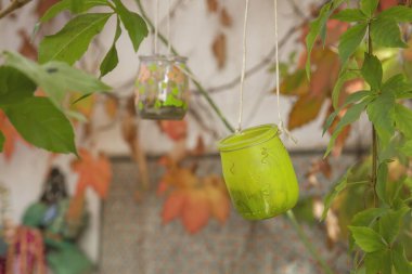 Geri dönüşümlü cam kavanozlar bahçe dekoratif lambaları gibi 