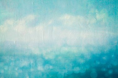 soyut mavi gökyüzü arkaplanı B tuval dokusunda bulutları boyuyor