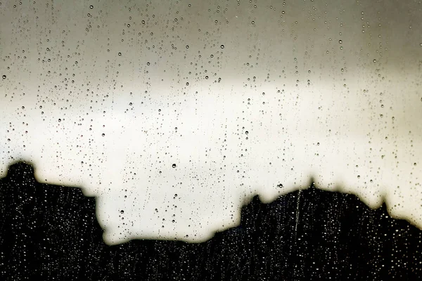 Temps Triste Gouttes Pluie Dans Une Fenêtre Verre — Photo