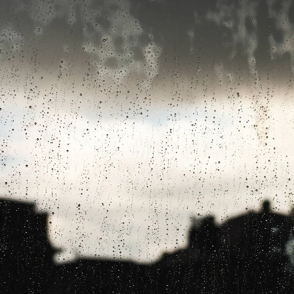 Regen Druppels Raam Close Zicht — Stockfoto