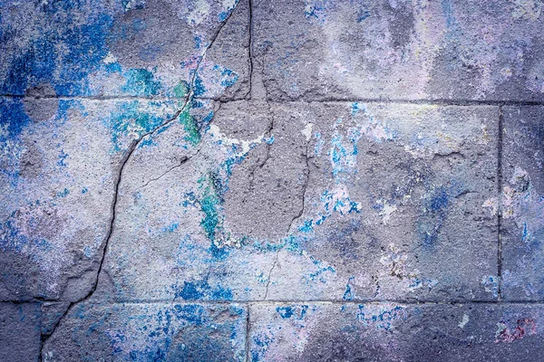 Boya Kalıntıları Soyut Mavi Arkaplanı Olan Eski Çatırtılı Duvar — Stok fotoğraf