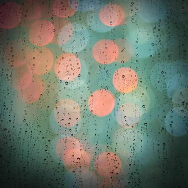 Rain Drops Glass City Lights — Stock Photo, Image