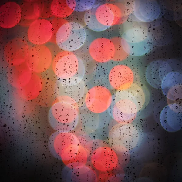 Краплі Дощу Вікні Теплий Фон Міста Боке — стокове фото