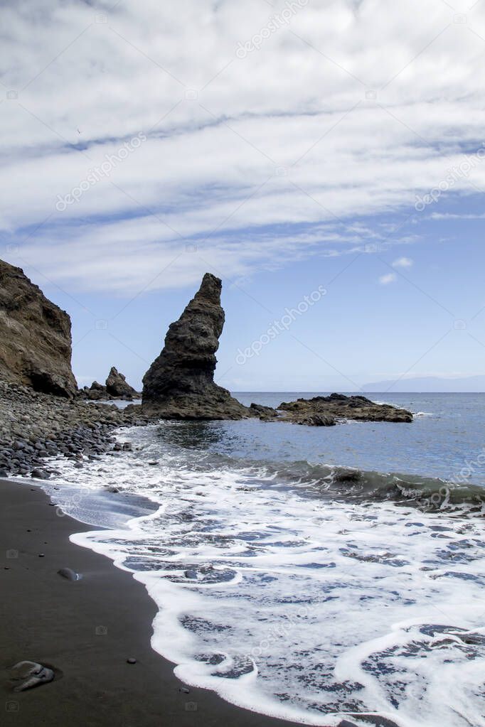 Playa la Caleta beach in Hermigua, La Gomera, Canary Islands, Spain