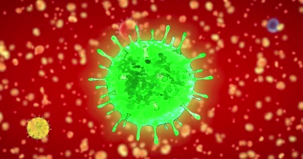 Animation du virus de la grippe dans le système circulatoire. Épidémie Covid-19 — Video