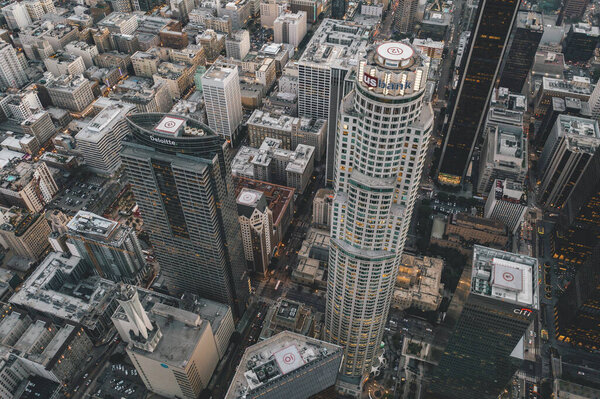 Aerial Drone Shot of Downtown Los Angeles, California