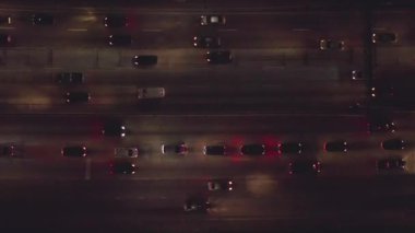 Yoğun Karayolu, Trafik Kuşları Gece Araba Işıkları, Los Angeles, Kaliforniya 