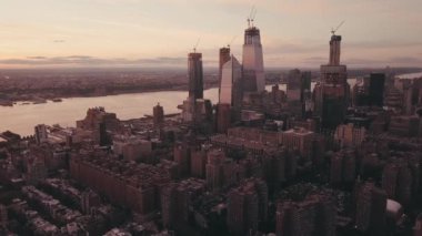 Manhattan, New York Red Dawn 'da Gün batımı 