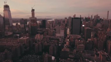 Manhattan, New York Red Dawn 'da Gün batımı 
