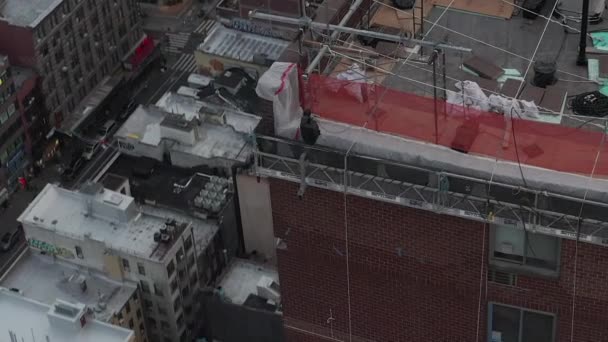 AERIAL: New York City Construction site building — Stock video