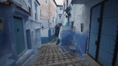 Fas 'taki CheFCHAOUEN Caddesi, GÖREVLİ Mavili Şehir 