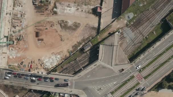 AERIAL: Overhead View of Big Construction Site on European City Barcelona, Spain — 비디오