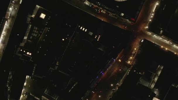 AERIAL: Slow Overhead Shot of City at Night with Lights and Traffic, Cologne, Germany — 비디오