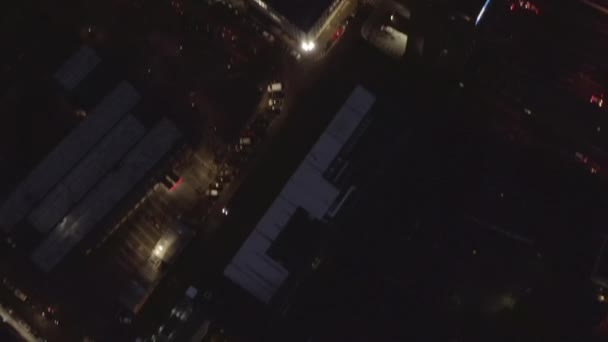 AERIAL: Slow Overhead Shot of City at Night with Lights and Traffic, Cologne, Germany — 비디오