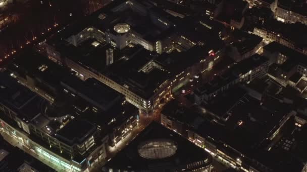 AERIAL: Slow Shot of City at Night, Cologne, Germany — Stock Video