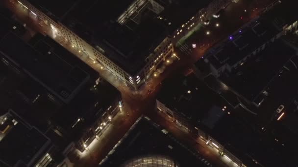 AERIAL: 슬로우 샷 of City at Night, Germany — 비디오