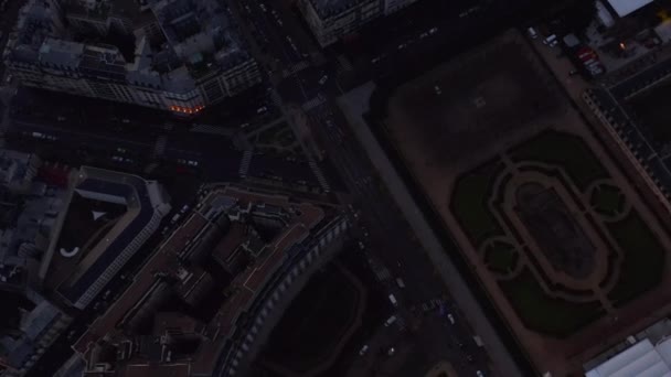 AERIAL: Overhead View on Paris, France Street and lookup over Cityscape — Stock Video