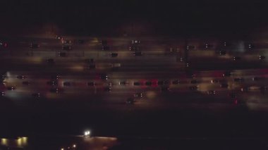 Yoğun Karayolu, Trafik Kuşları Gece Araba Işıkları, Los Angeles, Kaliforniya 