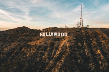 Famous Hollywood Sign in Mount Lee in Los Angeles, California HQ clipart