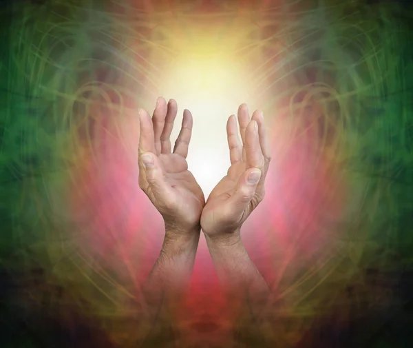 Male hands sensing Pranic Energy Field — Stock Photo, Image