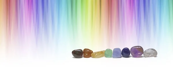 Healing chakra crystals and color healing website header — Stock Photo, Image