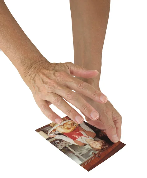 Psychic connecting to deceased using photo — Stock Photo, Image