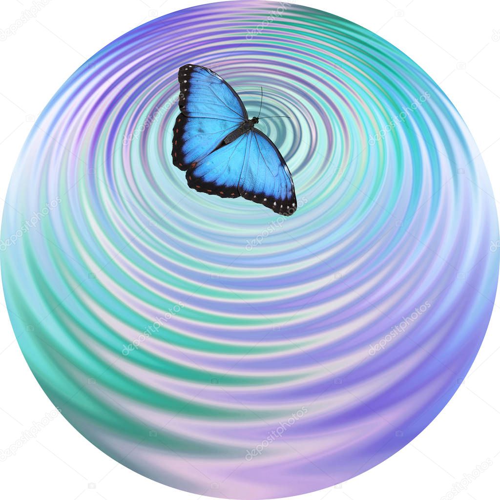 Blue Butterfly making ripples on water coaster drinks mat clock face