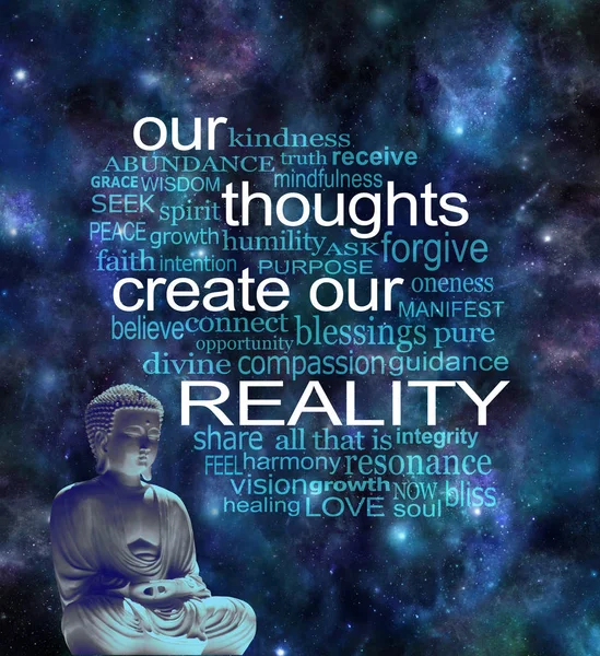 Düşüncelerimizi bizim gerçeklik Word bulut oluşturmak — Stok fotoğraf