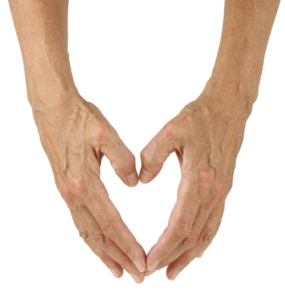 Beyaz Bir Arka Plan Karşı Izole Kalp Şekil Verme Eller — Stok fotoğraf