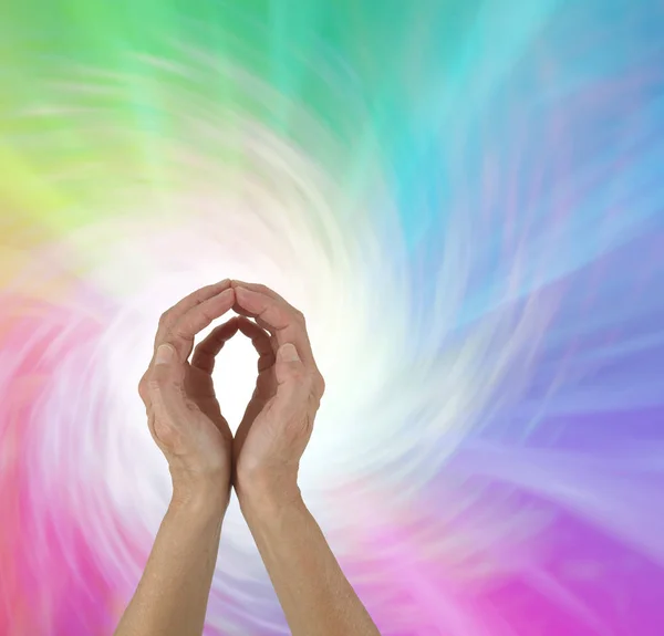 Rainbow Spiral Energy Mani Curative Mani Femminili Con Punta Delle — Foto Stock