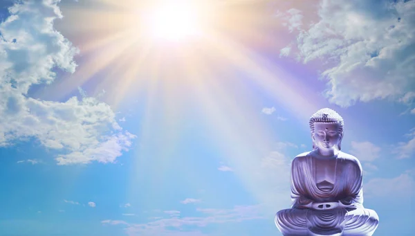 Dig Tid Att Njuta Vackra Naturen Buddha Lotusställning Mot Vackra — Stockfoto