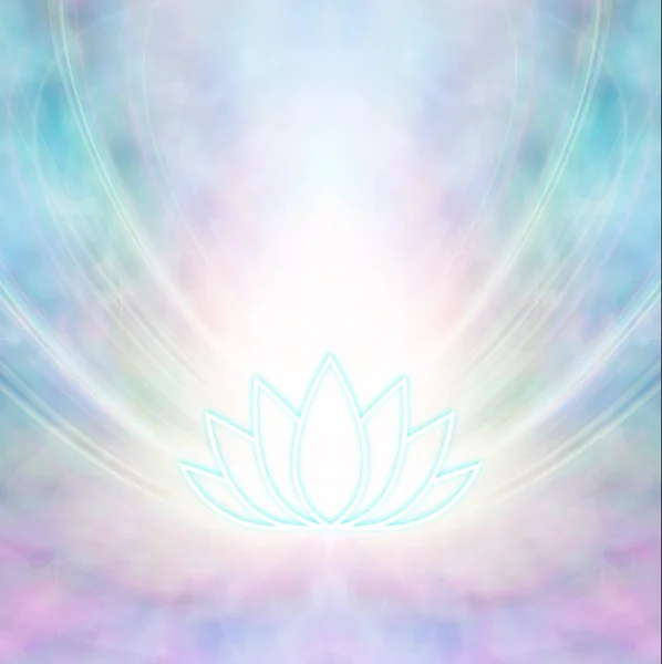 Heilige Lotus Symbool Turquoise Gekleurd Gloeiende Lotus Bloemsymbool Uitstralen Van — Stockfoto