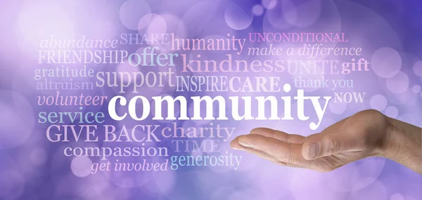 Your Community Matters Word Tag Cloud Male Open Palm Hand — Stock Photo, Image