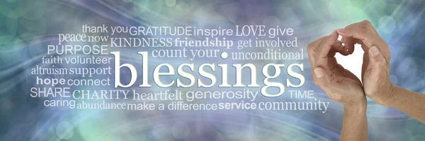 Sending You Heart Felt Blessings Word Cloud Female Hands Making — Stock Photo, Image