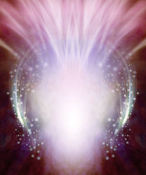 Explosive Surprise Sparkle Background Frame Border - deep red border colour with a white off centre orb light throwing up flumes of white energy surrounded by shimmering sparkles with copy space for messages 