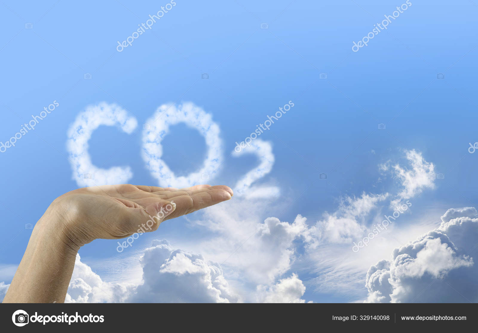 Выбросы Co2 Находятся Ваших Руках Откройте Плоскую Женскую Руку.