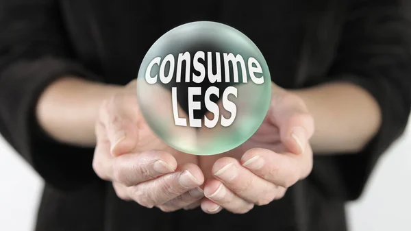 Consume Less Campaign Bubble Concept Large Transparent Rainbow Coloured Ball — Stock Photo, Image