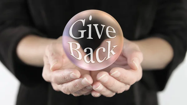 Give Back Campaign Bubble Concept Grande Bola Transparente Cor Arco — Fotografia de Stock