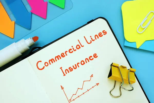 Concetto Finanziario Inteso Come Commercial Lines Assicurazione Con Segno Sul — Foto Stock