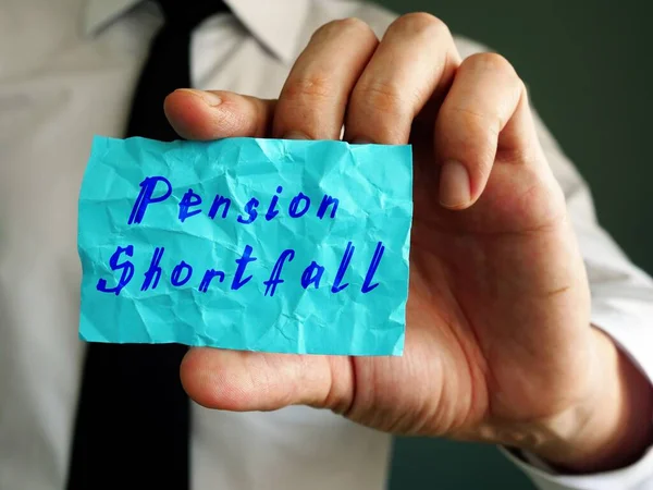 Foto Mostra Pension Shortfall Bloco Notas Montão Marcador — Fotografia de Stock