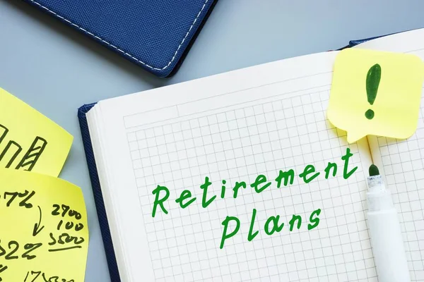 Photo Says Retirement Plans Notepad Pen Marker — Stock Photo, Image